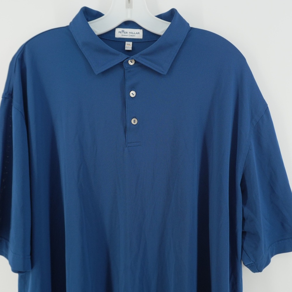 Peter Millar Polo Shirt Mens XXL Blue Summer Comfort Short Sleeve Stretch